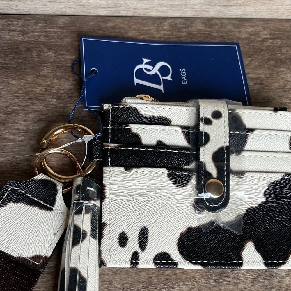 Wristlet cow print wallet Key & Card Holder.